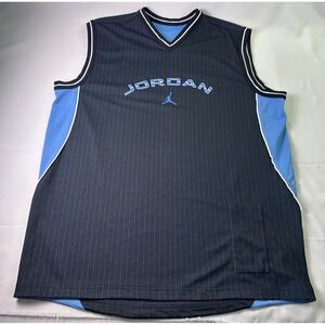 Vintage Jordan Brand Pinstripe Basketball Jersey Black Blue Size 2XL Y2K Hip Hop